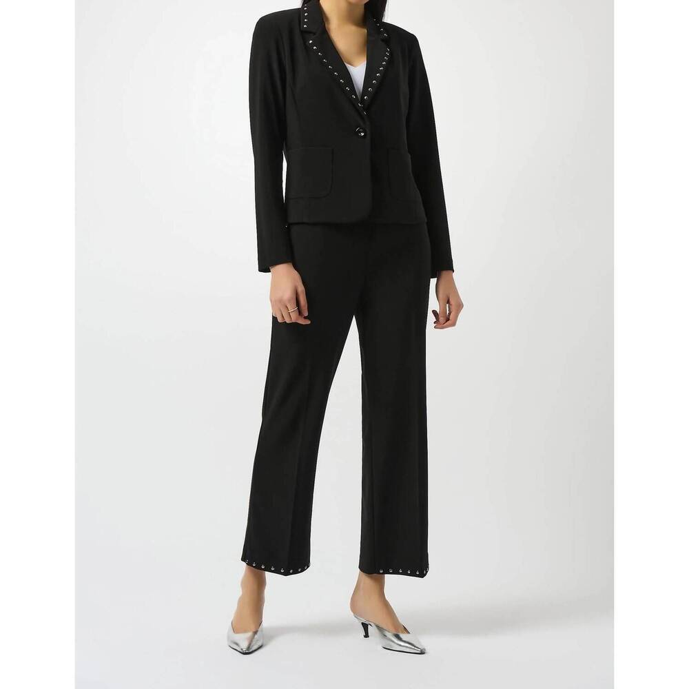 NEW JOSEPH RIBKOFF studded wide leg ankle pants in black